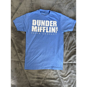 Dunder Mifflin The Office Short Sleeve Graphic T-Shirt Small Heather Royal Blue